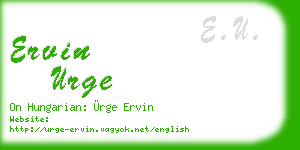 ervin urge business card