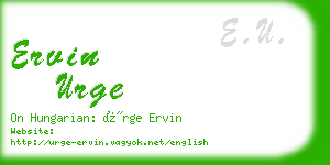 ervin urge business card